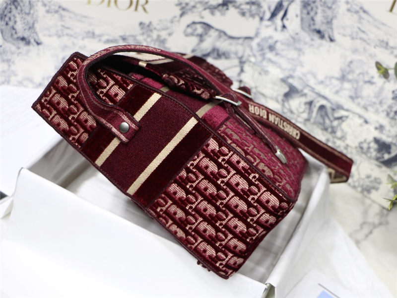 MEDIUM DiorCAMP BAG Dior Oblique Embroidery Velvet Burgundy High