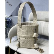 Dior D-BUBBLE BUCKET BAG Cannage Embroidery Beige 022 High