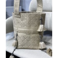 Dior D-BUBBLE BUCKET BAG Cannage Embroidery Beige 022 High