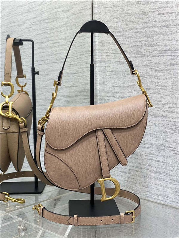 SADDLE BAG Grained Calfskin Nude Blush High