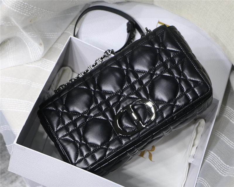 LARGE Dior CARO BAG Quilted Macrocannage Calfskin Black High