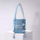 Dior BUBBLE BUCKET BAG Houndstooth Embroidery Sky Blue High