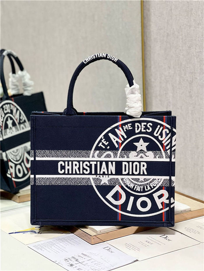 MEDIUM Dior BOOK TOTE Jute Canvas Embroidered with Dior Union Motif High