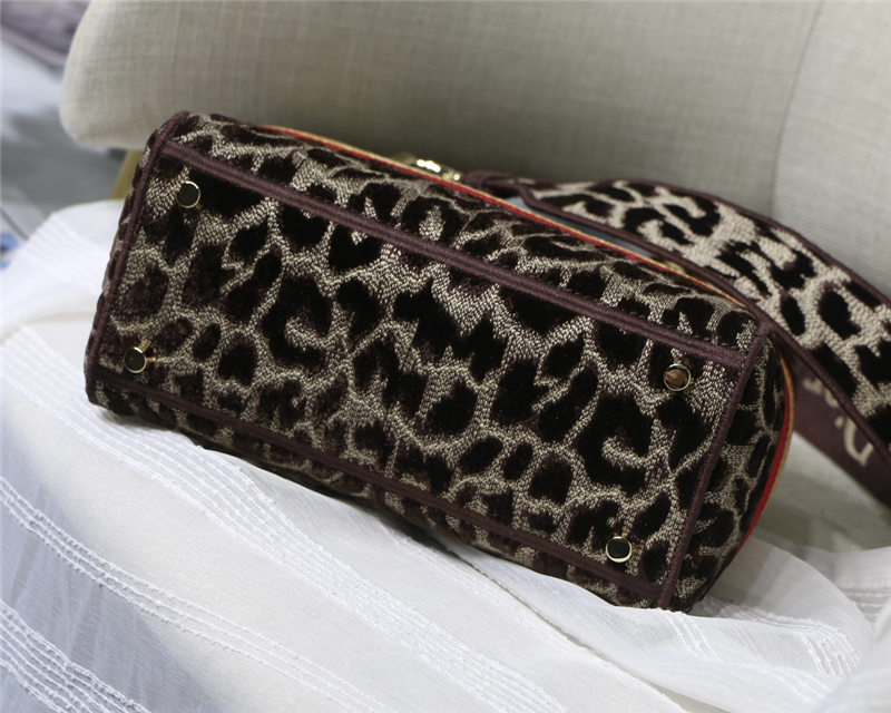 MEDIUM LADY D-LITE BAG Leopard-Effect Embroidered Velvet High