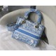 MEDIUM LADY D-LITE BAG Toile de Jouy Reverse Embroidery Blue High