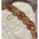 DiorAMOUR Dior CARO HEART POUCH WITH CHAIN Cannage Calfskin with Heart Motif Latte High