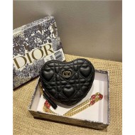 DiorAMOUR Dior CARO HEART POUCH WITH CHAIN Cannage Calfskin with Heart Motif Black High