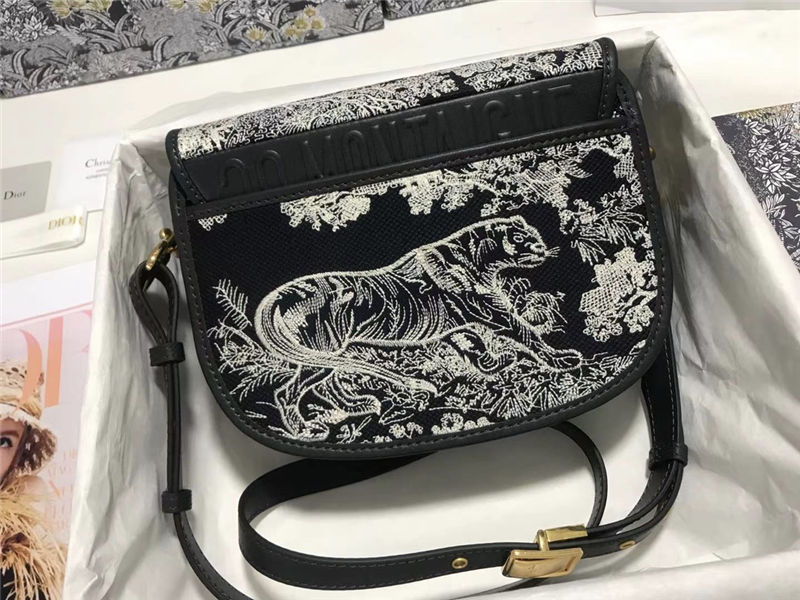 MEDIUM Dior BOBBY BAG Embroidery Black High