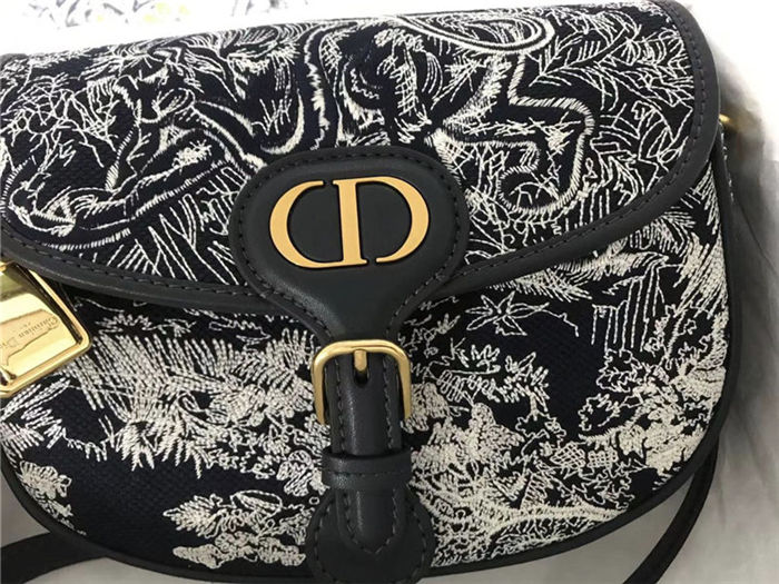 MEDIUM Dior BOBBY BAG Embroidery Black High