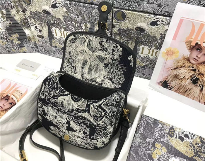 MEDIUM Dior BOBBY BAG Embroidery Black High