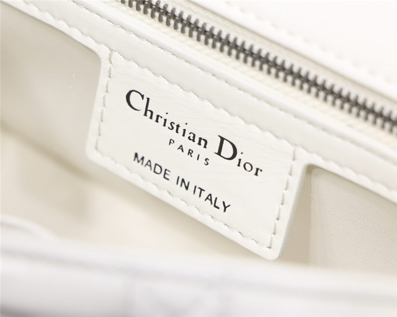 SMALL Dior CARO BAG Quilted Macrocannage Calfskin White High