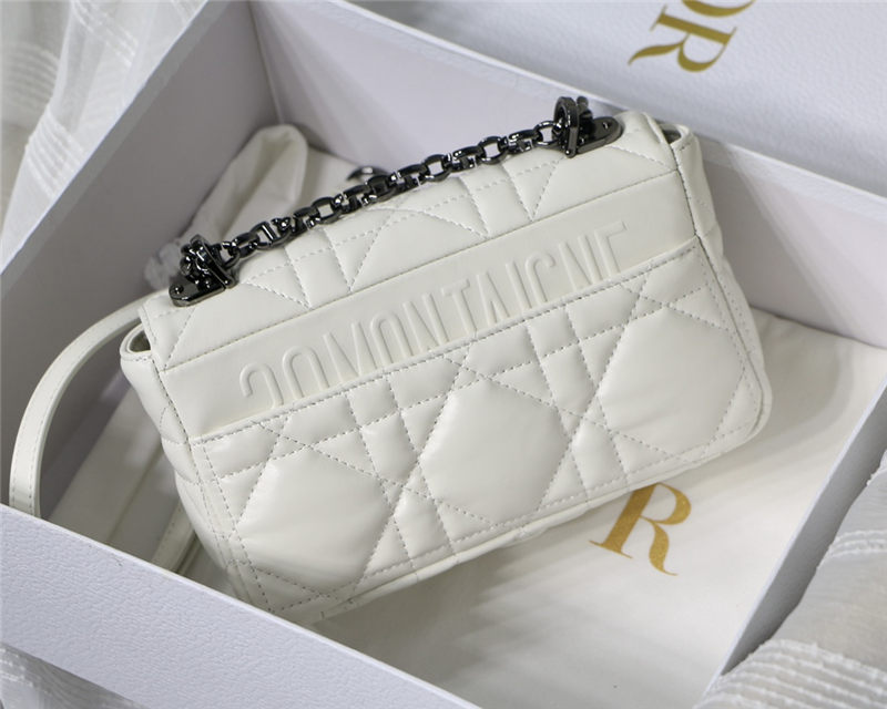 SMALL Dior CARO BAG Quilted Macrocannage Calfskin White High