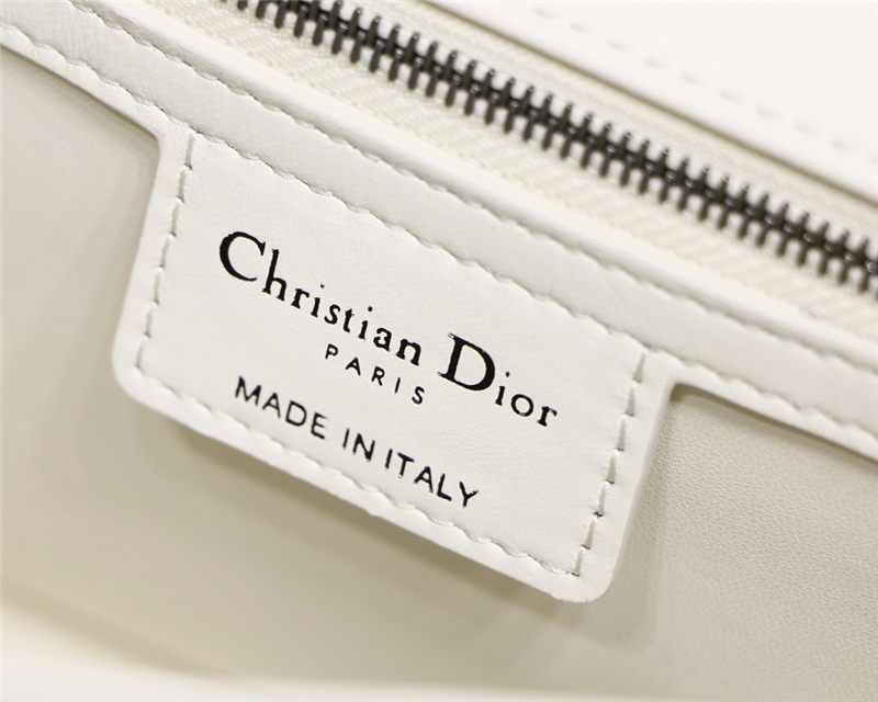 MEDIUM Dior CARO BAG Quilted Macrocannage Calfskin White High