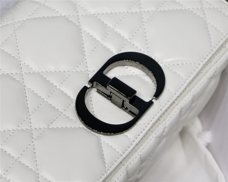 MEDIUM Dior CARO BAG Quilted Macrocannage Calfskin White High