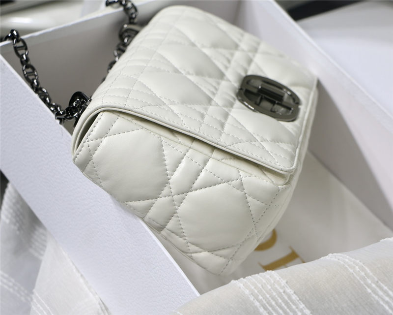 MEDIUM Dior CARO BAG Quilted Macrocannage Calfskin White High