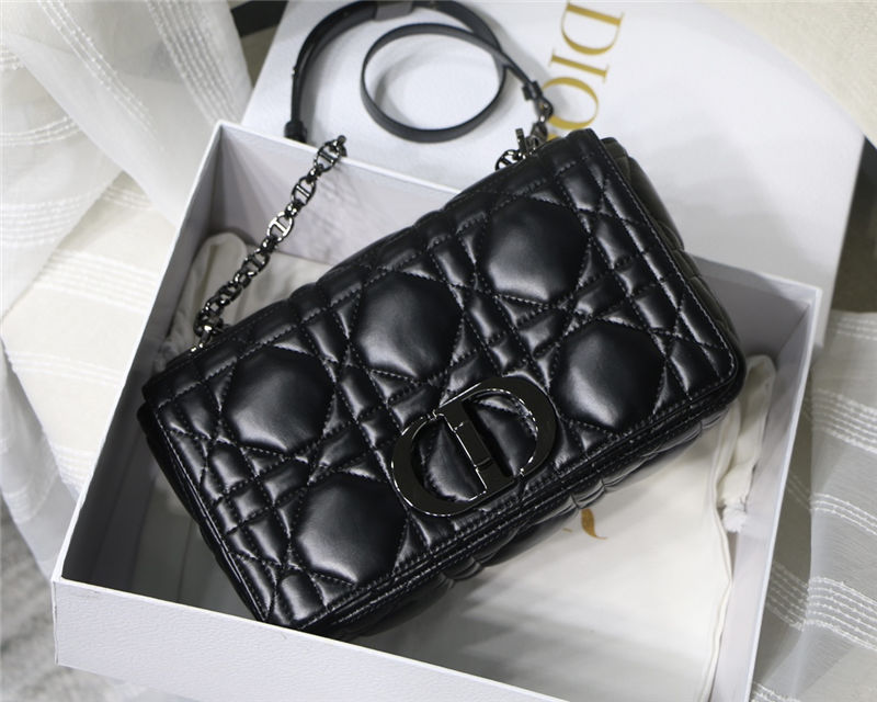 MEDIUM Dior CARO BAG Quilted Macrocannage Calfskin Black High