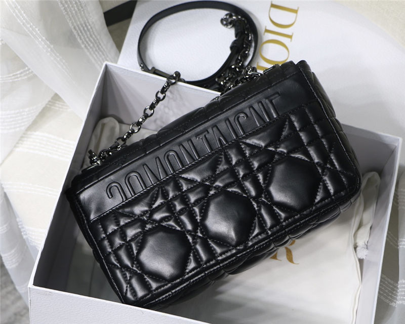 MEDIUM Dior CARO BAG Quilted Macrocannage Calfskin Black High