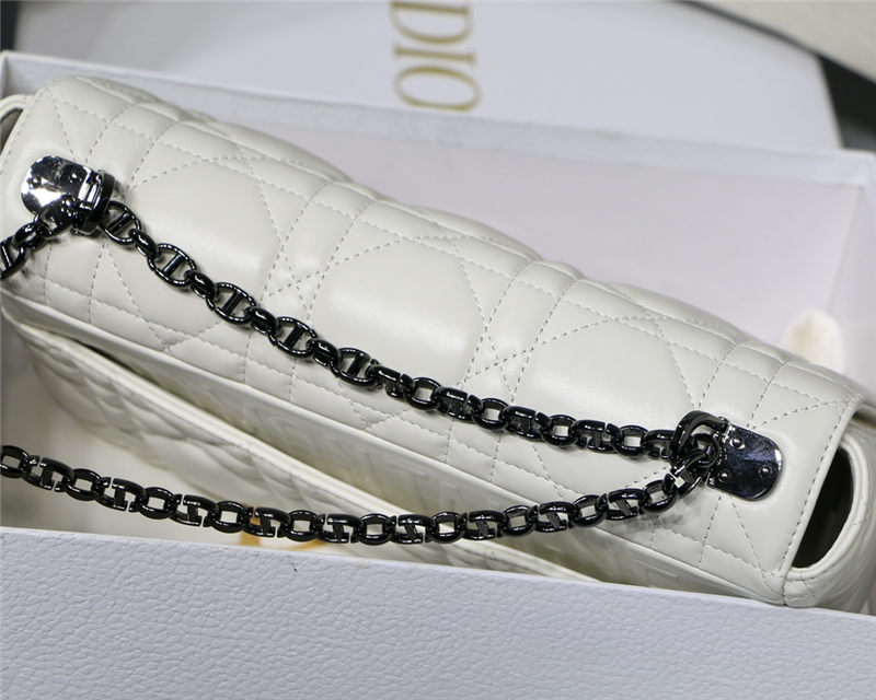 LARGE Dior CARO BAG Quilted Macrocannage Calfskin White High