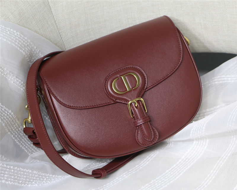 MEDIUM Dior BOBBY BAG Box Calfskin Burgundy High