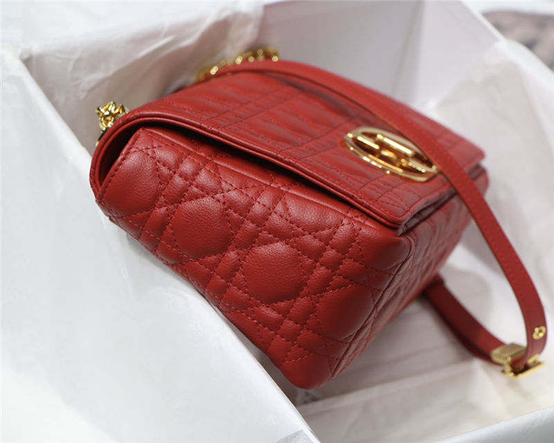 MEDIUM Dior CARO BAG Supple Cannage Calfskin Red High