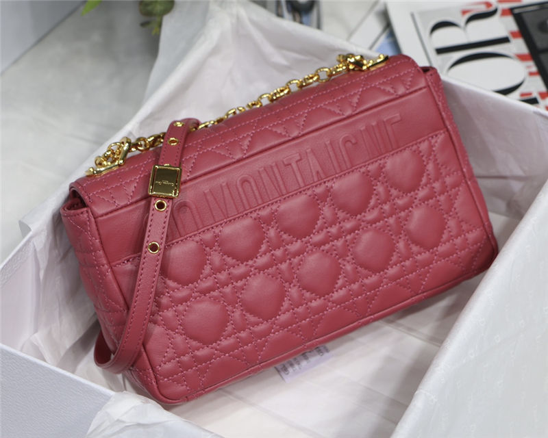 MEDIUM Dior CARO BAG Supple Cannage Calfskin Pink High