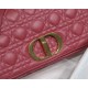 MEDIUM Dior CARO BAG Supple Cannage Calfskin Pink High