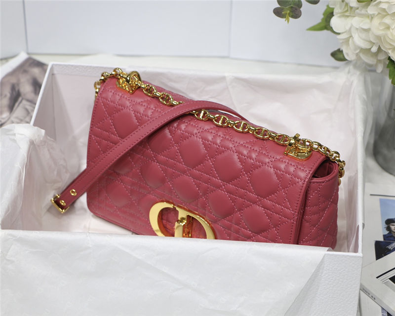 MEDIUM Dior CARO BAG Supple Cannage Calfskin Pink High