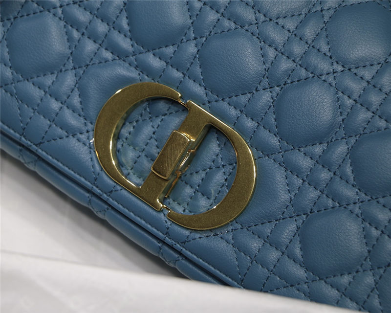 MEDIUM Dior CARO BAG Supple Cannage Calfskin Blue High