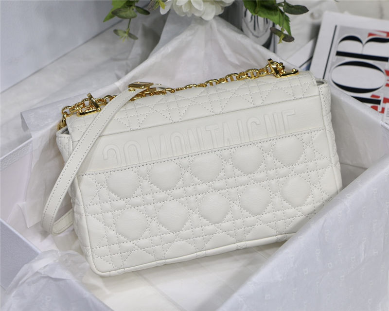 MEDIUM Dior CARO BAG Supple Cannage Calfskin White High