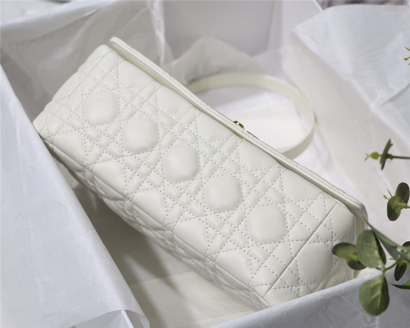 MEDIUM Dior CARO BAG Supple Cannage Calfskin White High