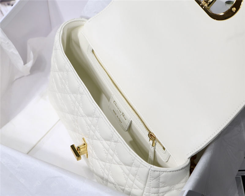 MEDIUM Dior CARO BAG Supple Cannage Calfskin White High