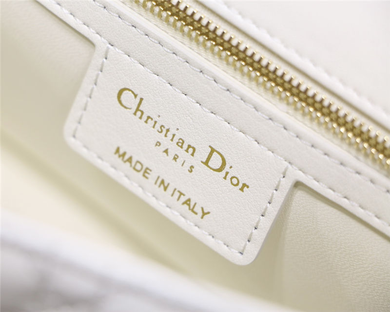 MEDIUM Dior CARO BAG Supple Cannage Calfskin White High