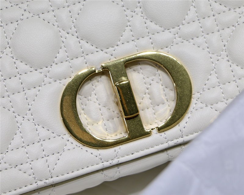 MEDIUM Dior CARO BAG Supple Cannage Calfskin White High