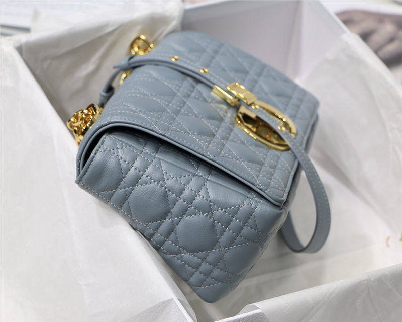 MEDIUM Dior CARO BAG Supple Cannage Calfskin Light Blue High