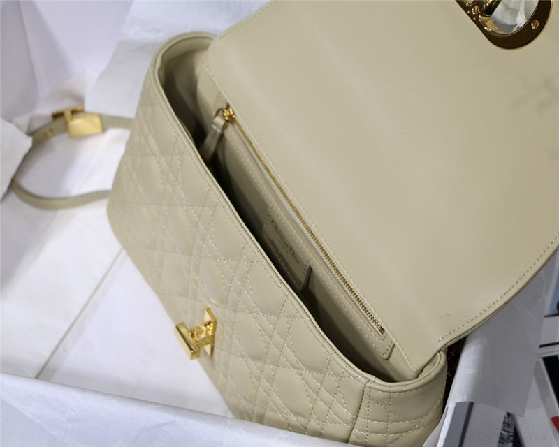 MEDIUM Dior CARO BAG Supple Cannage Calfskin Beige High