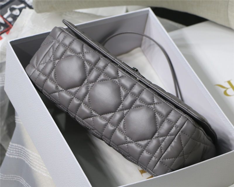 LARGE Dior CARO BAG Quilted Macrocannage Calfskin Grey High