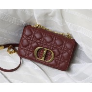 SMALL Dior CARO BAG Supple Cannage Calfskin Burgundy High