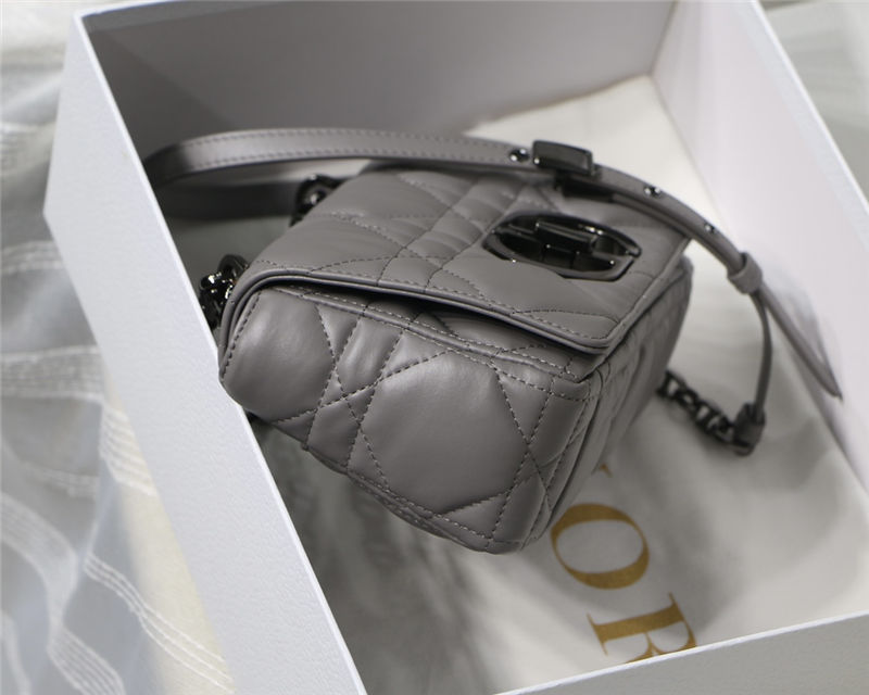 SMALL Dior CARO BAG Quilted Macrocannage Calfskin Grey High