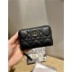 Dior CARO DETACHABLE CARD HOLDER Supple Cannage Calfskin Black High