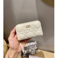 Dior CARO DETACHABLE CARD HOLDER Supple Cannage Calfskin White High