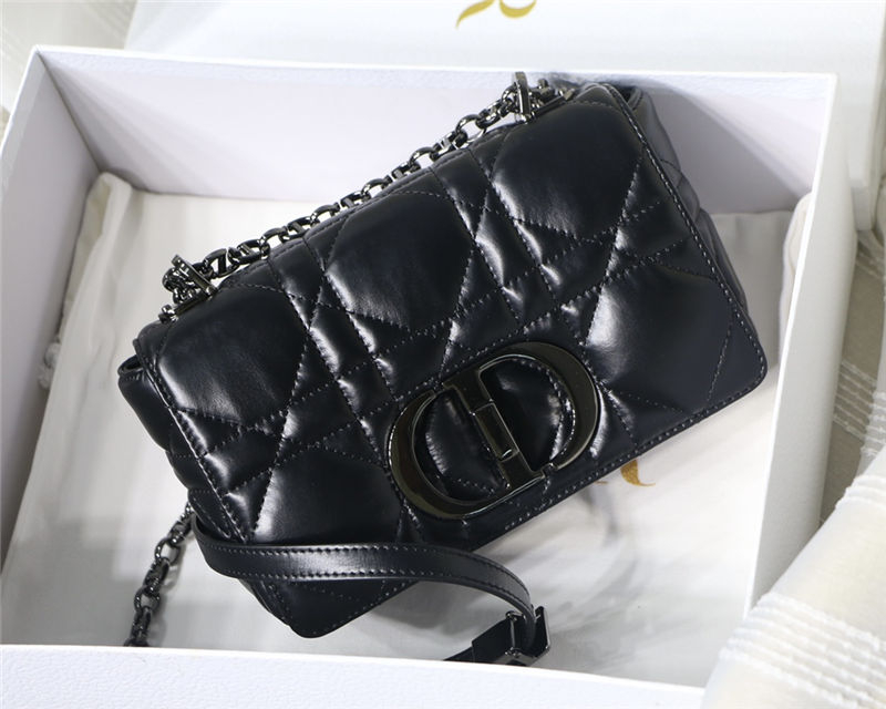 SMALL Dior CARO BAG Quilted Macrocannage Calfskin Black High