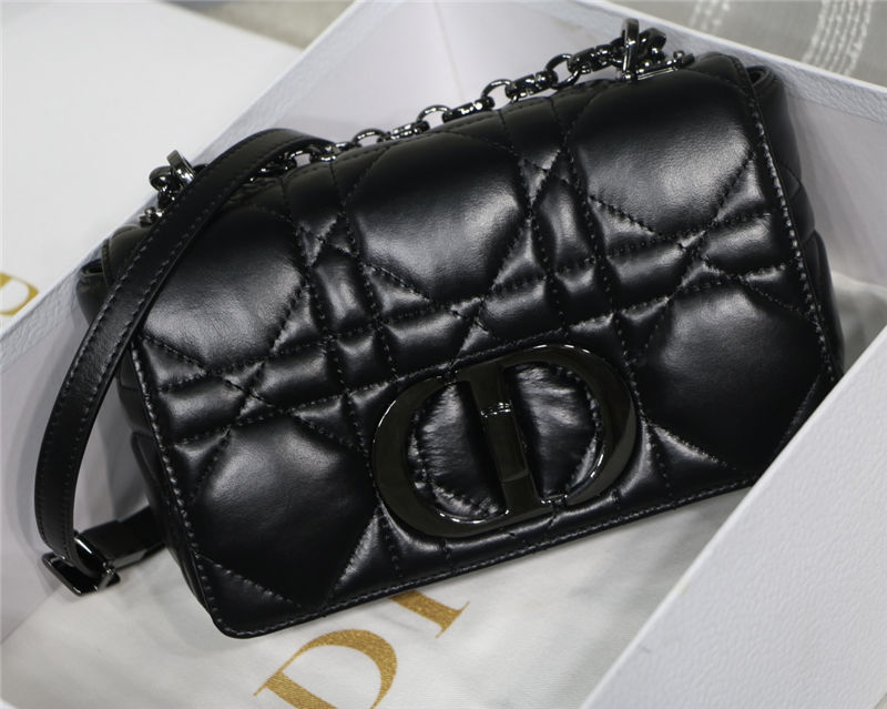 SMALL Dior CARO BAG Quilted Macrocannage Calfskin Black High