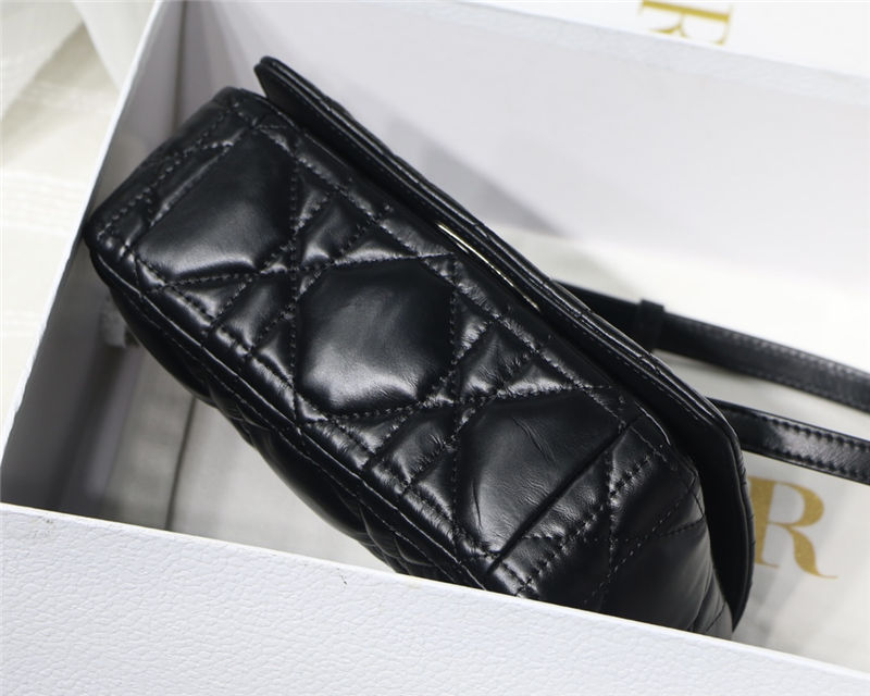 SMALL Dior CARO BAG Quilted Macrocannage Calfskin Black High