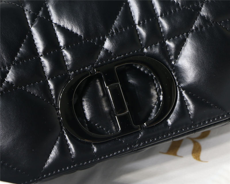 SMALL Dior CARO BAG Quilted Macrocannage Calfskin Black High