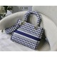 MEDIUM LADY D-LITE BAG Houndstooth Embroidery Blue High