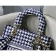 MEDIUM LADY D-LITE BAG Houndstooth Embroidery Blue High