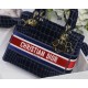 MEDIUM LADY D-LITE BAG Crocodile-Effect Embroidered Velvet Blue High