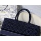 LARGE Dior BOOK TOTE Velvet Cannage Embroidery Denim Blue High