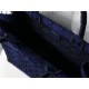 LARGE Dior BOOK TOTE Velvet Cannage Embroidery Denim Blue High