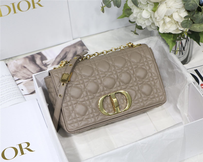 MEDIUM Dior CARO BAG Supple Cannage Calfskin Taupe High